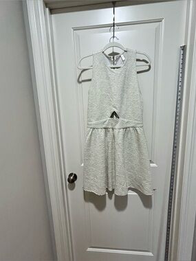 Xhilaration women’s size L White Textured Cutout Party midi Dress. Like New.